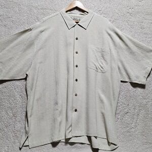 Tommy Bahama XXL 100% Silk Camp Shirt, Button Down Short Sleeve‎ Beige